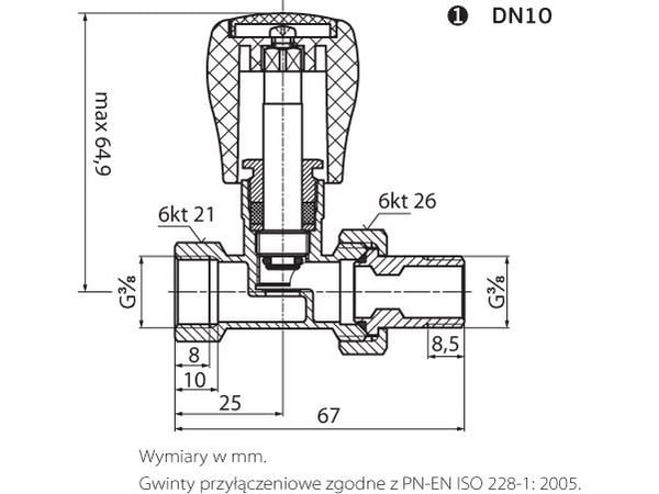 Perfexim radiatorventil forsyning rett 1/2" (20-030-0000-000)