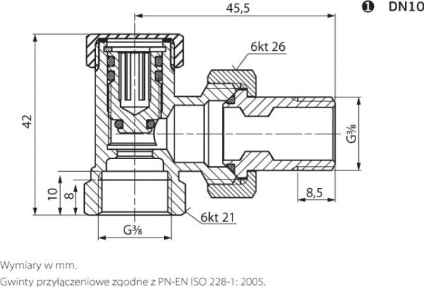 Radiatorventil avstengende vinklet 1/2" PHA-033 G1/2 WZ PN10 DN15 (20-033-0101-000)