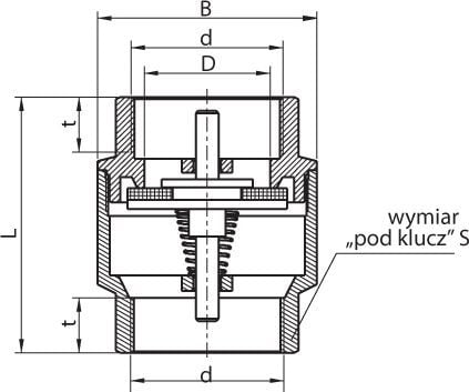 Perfexim tilbakeslagsventil messing med kule/svamp 3/2" (04-020-0400-000)