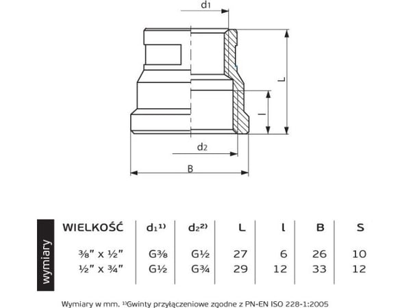 Perfexim reduksjonsmuffe i messing, krombelagt GW 1/2 x 3/4" (07-510-1520-000)