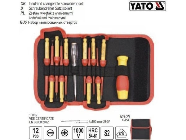 YATO WKRĘTAKI IZOLOWANE + KOŃCÓWKI KOMPLET 12szt.