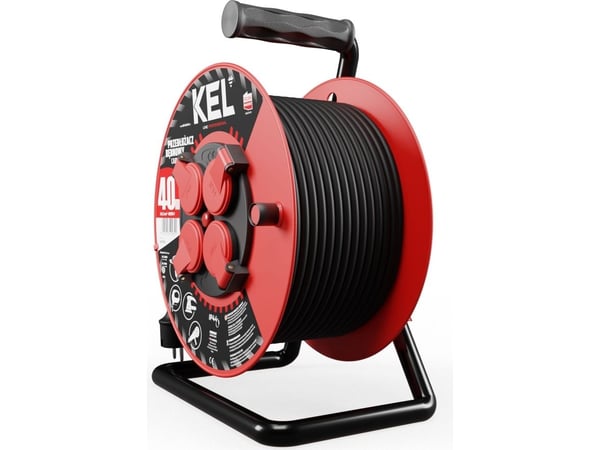 KEL PROFESSIONAL LINE 40m H05RR-F 3x1.5 4xGS 16A jatkojohto IP44 musta (W-97056)