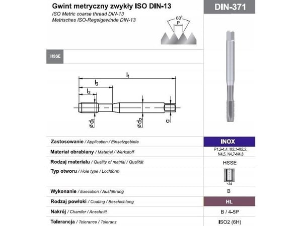 Fanar gjengevalse M 3 DIN-371B (6H) HSSE rustfritt - C2-118801-0030