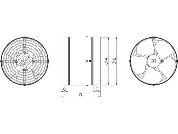 AWENTA varmluftsvifte kanal Ø 325 54W 1220m3/h 230V IP44 metall WK315