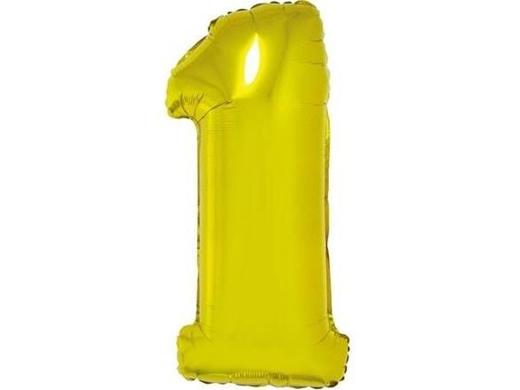 GoDan Folieballong nummer "1", gull, 85 cm