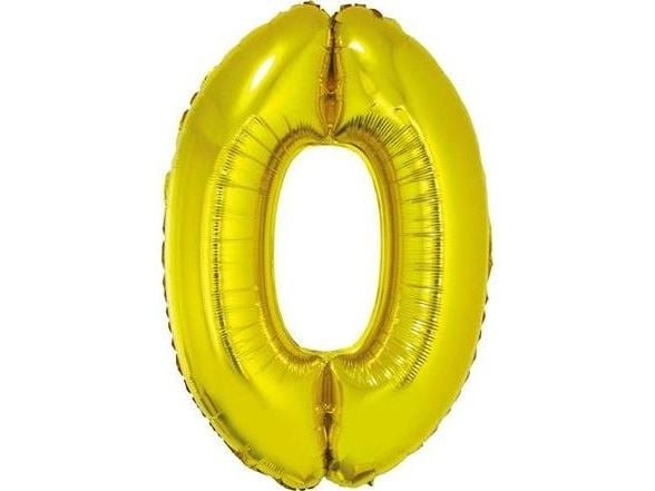 GoDan Folieballong nummer "0", gull, 85 cm