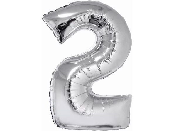 GoDan folieballong siffra "2" silver 85 cm