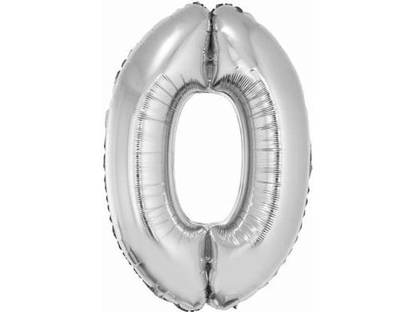 GoDan Folieballong nummer "0" sølv 85cm