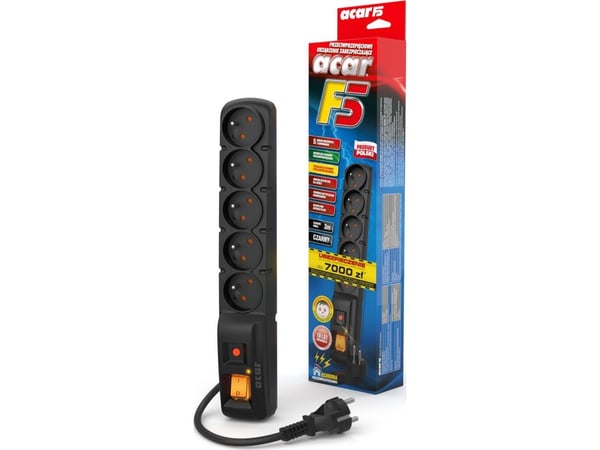 Acar F5 pistorasia 5 pistorasiaa 3m musta suora pistoke (W0101)