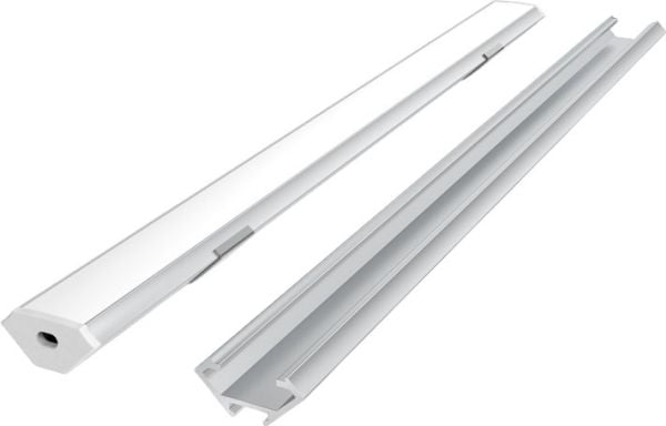 V-TAC LED profilsett 2 m, anodisert, hvitt deksel, med braketter og endestykker