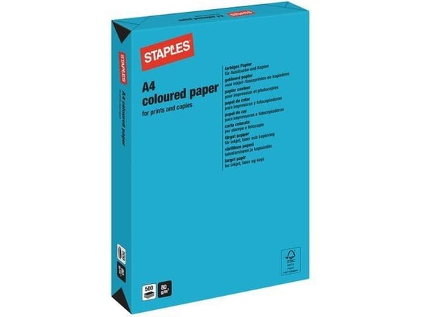 Staples Intensive Colors A4 kopipapir 80g blått 500 ark