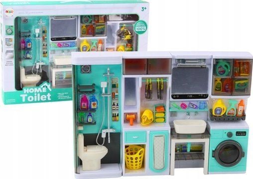 LeanToys lekesett bad 4-i-1 – dusj, toalett, vaskemaskin, tilbehør