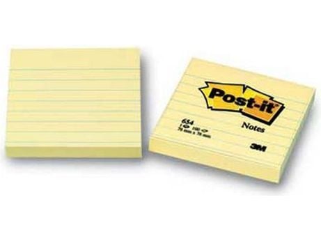 Post-it blokk 675-YL 100x100 mm i linjer, gul (3M0257)