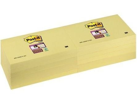 Post-it SUPER STICKY Selvklebende pute 655-12SSCY-EU, gul, 76x127mm, 90 ark (3M0682)