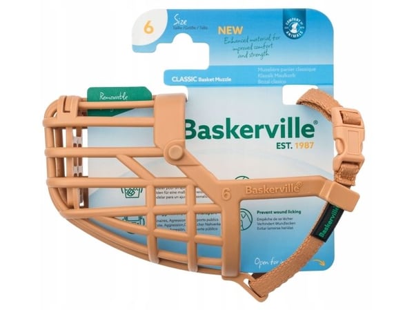 Baskerville CLASSIC 6 hundehalsbånd beige 6,5 cm, omkrets 26 cm