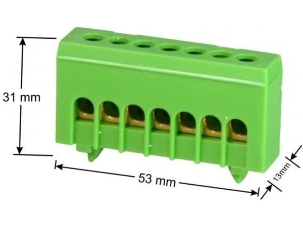 Simet-liitäntäliitin TS35 eristetty suojaava PE 7-napainen 7 x 16mm2 vihreä 870S-7FS (89821005)