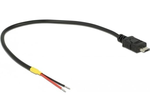 Delock - Strømkabel - Micro-USB type B (kun strøm) (hann) til uisolert tråd - 20 cm - svart