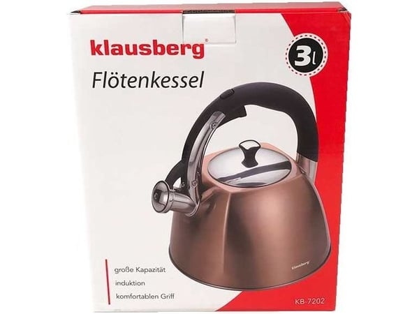 Klausberg KB-7202, 3 l, Bronse, Sort, Rustfritt stål, Keramisk, Gass, Halogen, Induksjon, Forseglet Plate