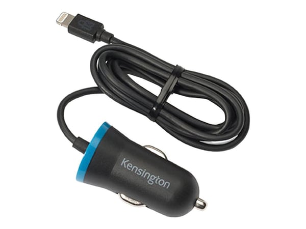 Kensington PowerBolt Car Charger - Strömadapter för bil - 12 Watt - 2.4 A (Lightning) - svart