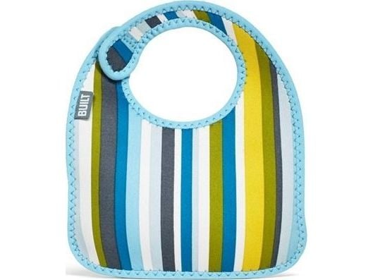 BUILT Mess Mate - 2 vauvan ruokalappua (Baby Blue Stripe)