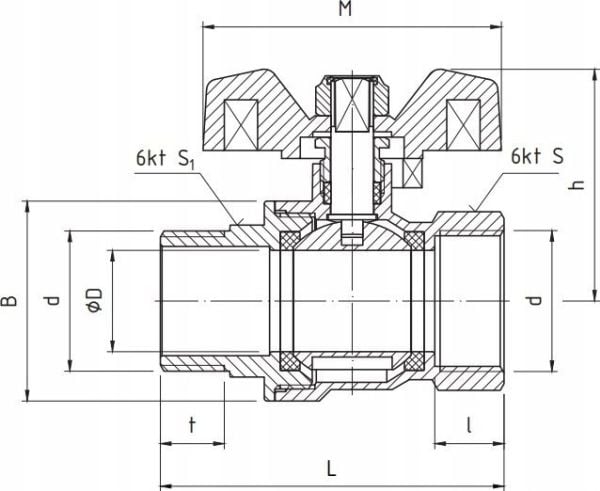 Perfexim Vannkuleventil WZ DN20 blå sommerfuglforsterket PHA-004 G3/4 WZ PN30 N DN20 [10/100]