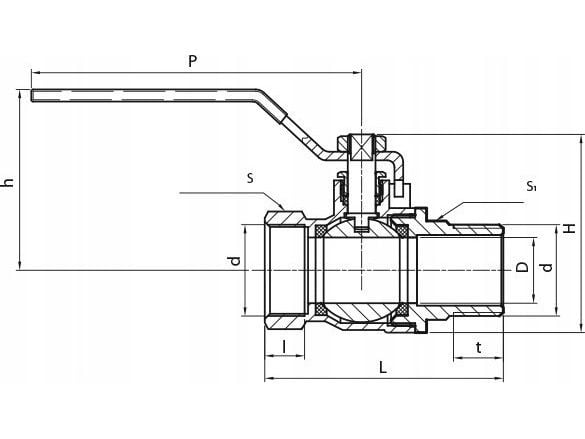 Perfexim kuleventil vann WZ DN15 håndtak 1040 G1/2 WZ PN16 C DN15 (F300-202-0150-010)