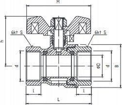 Perfexim kuleventil vann WW DN25 motylek 1041 G1 WW PN16 C DN25 [6/60]
