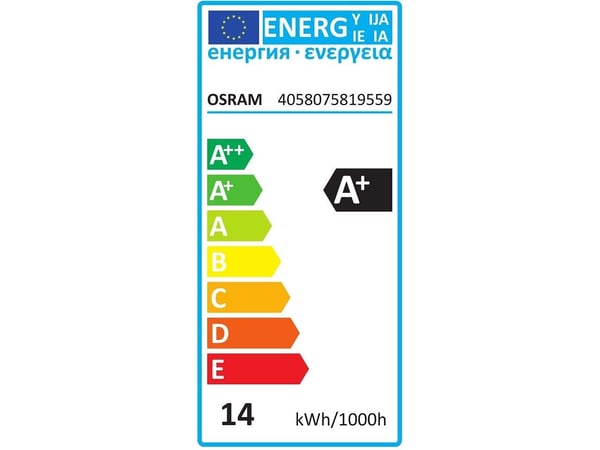 Osram Base CL A, 14 W, 100 W, E27, 1521 lm, 15000 timer, Kjølig hvit