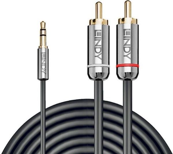 Lindy 35337, 3.5mm, Hanstik, 2 x RCA, Hanstik, 10 m, Anthracit