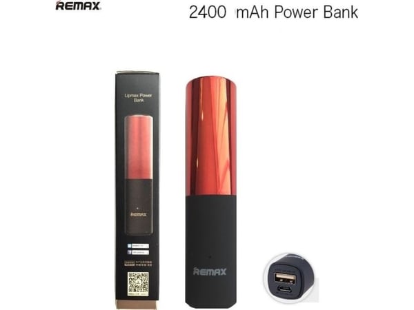 Remax LipMax RPL-12, Rød, Mobiltelefon/smarttelefon, Nettbrett, MP3/MP4, GPS, E-Bok leser, Metall, Plastikk, 2400 mAh, USB, 5 V