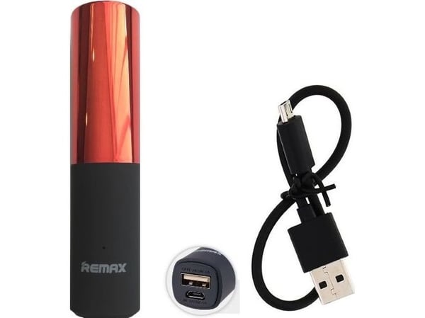 Remax LipMax RPL-12, Rød, Mobiltelefon/smarttelefon, Nettbrett, MP3/MP4, GPS, E-Bok leser, Metall, Plastikk, 2400 mAh, USB, 5 V