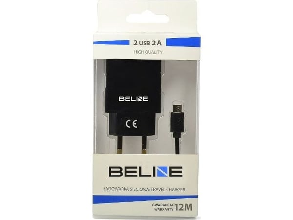 Matkalaturi Beline 2xUSB + microUSB 2A sininen