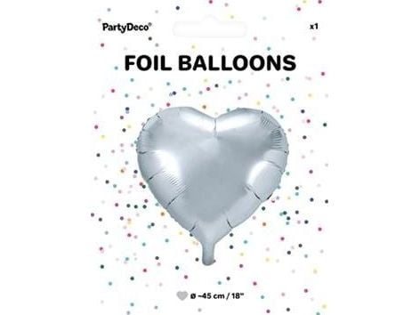 Folieballon Hjerte, sølv