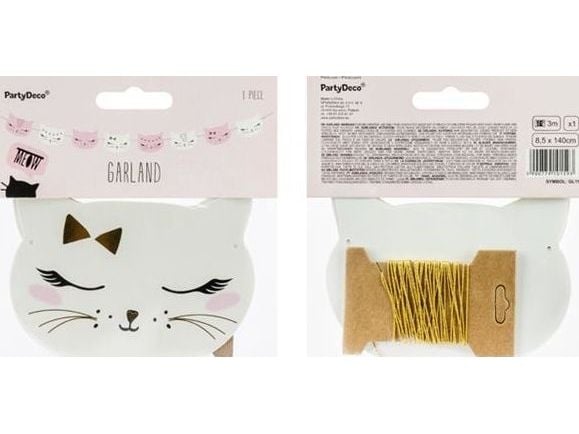 PartyDeco GL11, Garland, Papir, Gull, Rosa, Gratulasjoner, 1400 m, Jente