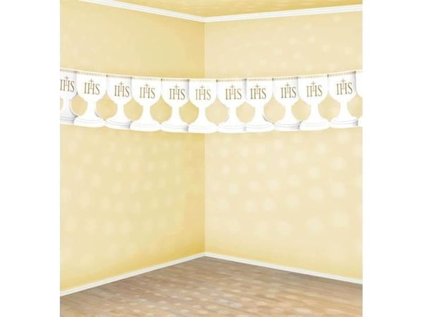 Party Deco papirgarland Konfirmasjon, kalk, hvit 3 m (universell)