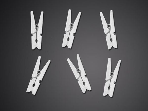Party Deco treklips mini, hvite, 3 cm, 20 stk.