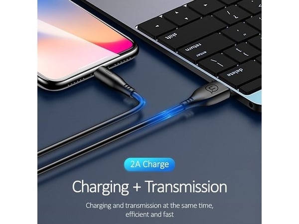 Usams USB-A - Lightning USB-kabel 1 m svart (SJ266USB01)