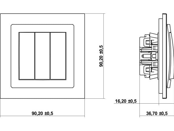 Karlik 12DWP-7, Pintakytkin, Musta, IP20, 250 V, 10 A