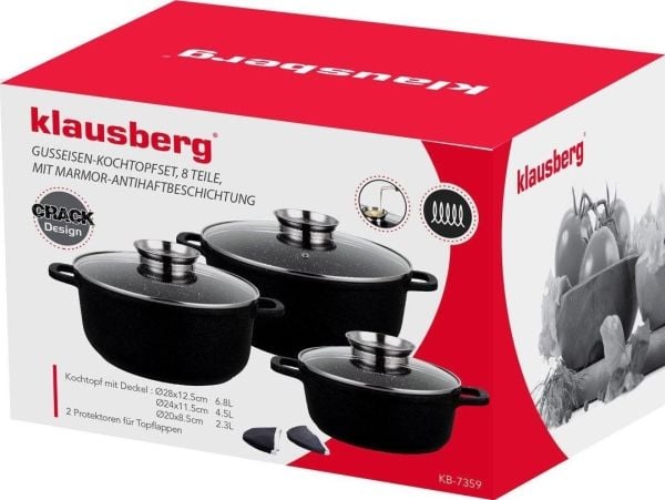 Koke-/grytesett 8 deler, Klausberg aluminium