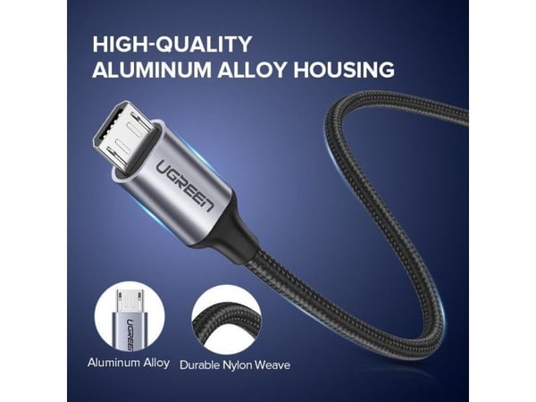 USB-kabel Ugreen USB-A till microUSB 2 m vit (60153)
