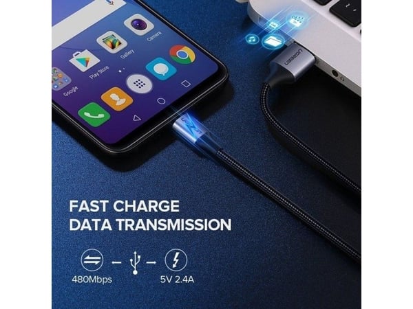 USB-kabel Ugreen USB-A till microUSB 2 m vit (60153)
