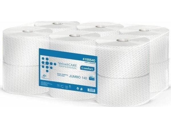 Fløyelsmykt toalettpapir Comfort hvit Jumbo 140 m 1 stk