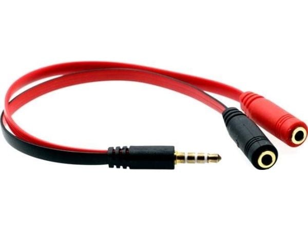 Mozos Jack 3,5 mm til Jack 3,5 mm x2 kabel 0,2 m rød (ASM-1)