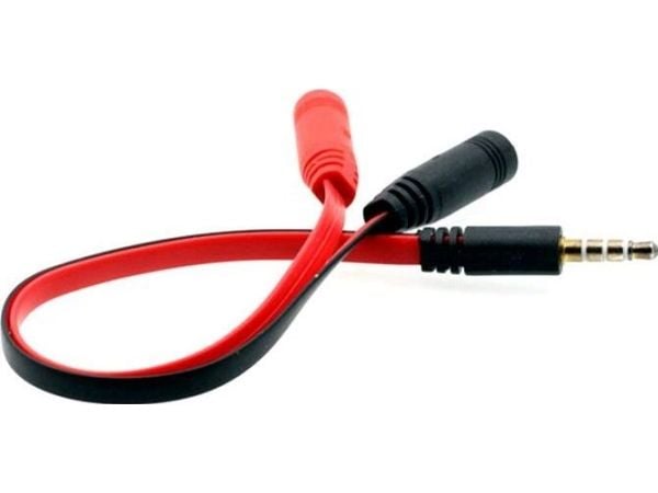 Mozos Jack 3,5 mm til Jack 3,5 mm x2 kabel 0,2 m rød (ASM-1)
