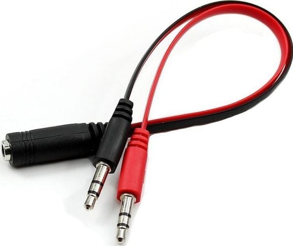 Mozos Jack 3,5 mm - Jack 3,5 mm x2 kabel 0,2 m rød (ASM-2)
