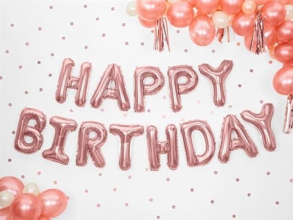 Folieballon Happy Birthday, rose gold
