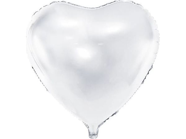 PartyDeco FB23M-008-KARTON, Hvit, Hjerteformet, Folie, Kjærlighet, 61 cm, 50 stykker