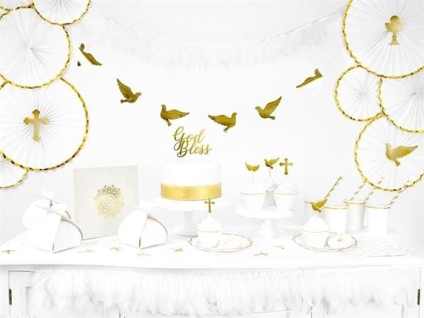 Party Deco toppere til konfirmasjonskake, gull, 31,5 cm, 6 stk. universal