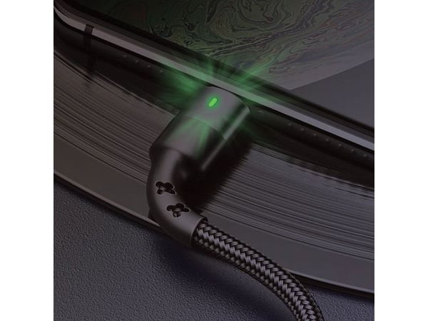USAMS U26 1m 2A Fast Charging punottu salamakaapeli musta/musta