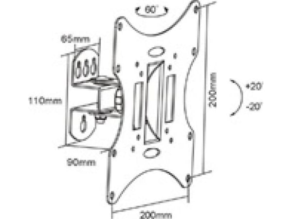 ART ACV-30 - Brakett - for LCD-TV - metall - svart - skjermstørrelse: 13"-42" - veggmonterbar
